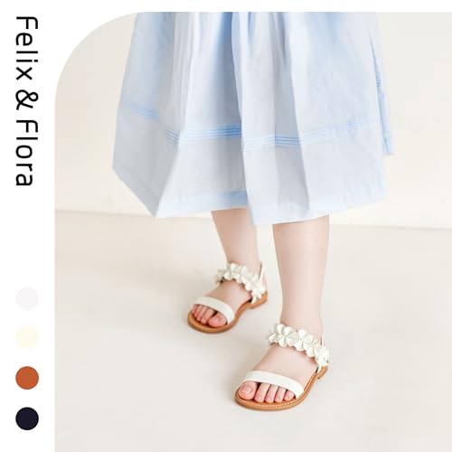 Image of Felix & Flora Toddler Girl Sandals - Little Girl Easter Dress Shoes Lightweight Open Toe Beach Holiday Flats