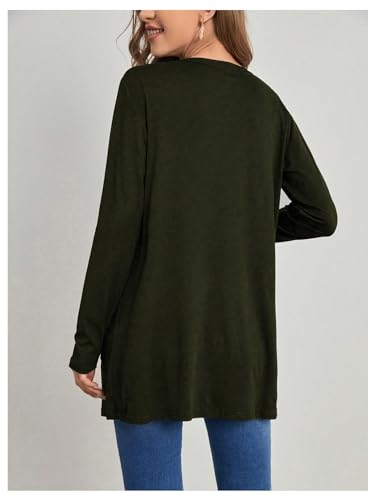 Image of MakeMeChic Women's Open Front Long Sleeve Fall Cardigan Black Large