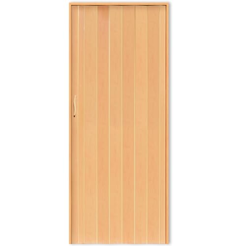 Portango Falttür Buche in Holz Optik aus PVC Kunststoff für Innen & Außen Komplettset I faltbare Schiebetür kratzfest und pflegeleicht I anpassbare Breite der Falttüren I Modell PT-3 Rumba