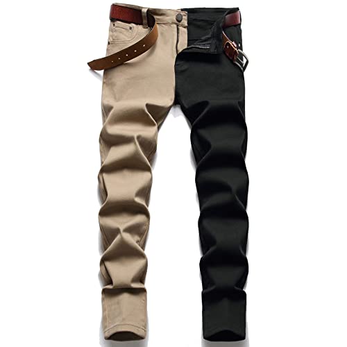 crazynekos Men Elastic Waist Skinny Jeans Men Stretch Ripped Pants Streetwear Mens Denim Jeans