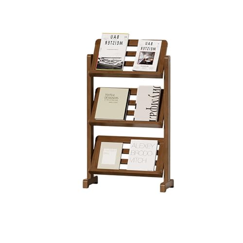 Jingshihaisu マガジンラック 雑誌ラック パンフレットスタンド 竹製 立て式 雑誌スタンド A4 シルバーラック カタログスタンド スリム 3段式 おしゃれ 組み立てが簡単で 省スペース 学校/事務所/図書館/展示会/待合室 (B1(幅53cm