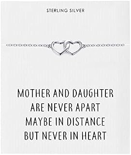 Philip Jones Sterling Silver Mother and Daughter Quote Heart Link Bracelet