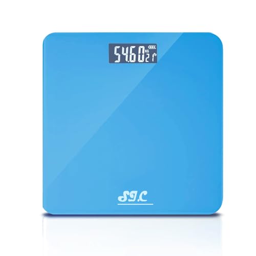 Pèse-personne numérique avec capteur de précision, professionnel, ultra-fin, en verre trempé, avec écran LCD, max 180 kg (bleu)