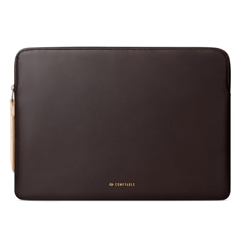 Image of Comfyable Leather Laptop Sleeve Compatible with MacBook Pro /Air, 16 /15 Inch Computer Sleeve, Mac Travel Case, Laptop Protective Pouch, Leather Laptop Cover M4 /M3 /M2 /M1 2024-2021, Chocolate
