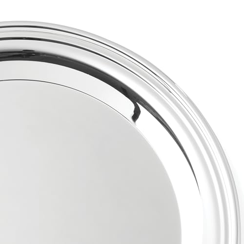 Image of Reed & Barton Derby Silverplate Round Serving Tray, Coffee Table Decor | hand wash only | 12 inch diameter | jewelry dish, coffee table decor, food tray, gift for women, tray decor