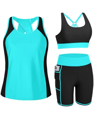 Tempt Me Women 3 Piece Tankini Swimsuits - Athletic Bathing