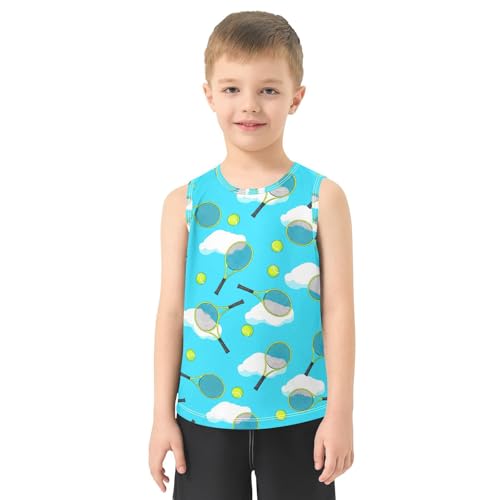 Tennis Racket Ball Clouds Boys Tank Tops Toddler Tank Top Shirts Undershirts Quik Dry for 3-15 Years,3T2