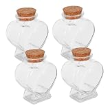 GLEAVI Herzförmige Glas Wunschflaschen 4 Stück Mit Holzdeckel Selbstgemacht Parfümflaschen Transparent Sicher Verschlossen Für Ätherische Öle Aufbewahrung Und Geschenk