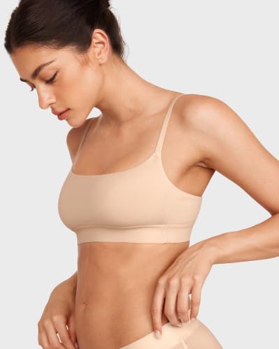 Image of INLYRIC Women's Cotton Bralette - Wireless Unlined Sleep Comfortable Seamless Cami Bra