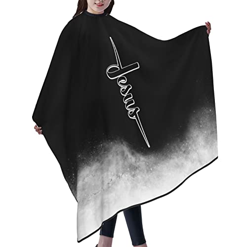 Capa para cortar cabello negra unisex ajustable 55"x66" miniatura 6