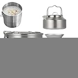 Juegos de cocina de camping, ollas juego de tazón, equipo de supervivencia para adultos y familiares para viajes al aire libre Senderismo Picnic y Aventura en el jardín