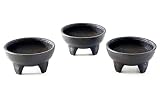 CELLY PARTY 3 Pack Black Molcajete Bowls, 12 Ounce Plastic Salsa Serving Dishes, Microwave Safe Dip Bowls, Mexican Style Sauce Cups, 5 Inch Diameter
