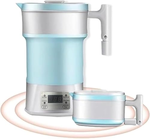 pisipe 折りたためるケトル 電気ケトル 800ml 電圧切替式 海外でも使える 携帯ポットシリコン キャンプ 電気ポット 湯沸かしコンパクト 携帯便利 旅行用品 (ブルー)