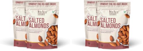 Image of KitchenSmith Jumbo Salted Almond - Pack of 4 (250gm Each) | Badam Giri, Naturally Sourced Crunchy Badaam & High In Antioxidant | Naturally Sweet And Tasty
