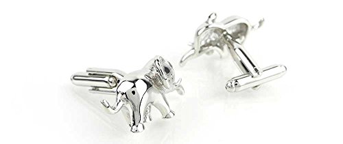 1 Par de Mancuernillas Hombre Elefante Plateadas miniatura 2