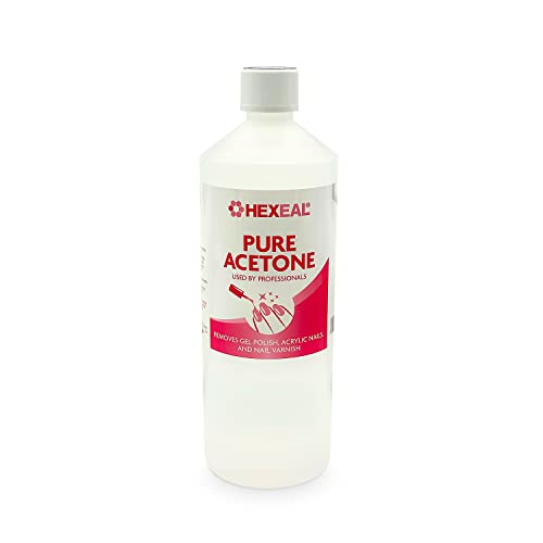 Hexeal Pure Acetone 1L 1L Bottle of 99.5% High Strength Acetone for Nail Polish & Nail Varnish Removal Professional Quality Gel Polish & Acrylic Soak Off & Removal