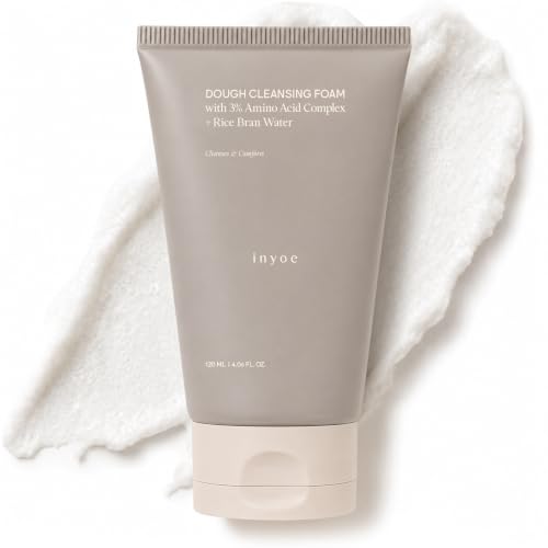 inyoe Dough Cleansing Foam with 3% Amino Acid Complex + Rice, 4.06 fl oz | 3 Step Transforming Facial Cleanser, Gentle Pore Care for Smooth Skin, Soft Dough Texture, Korean Skin Care