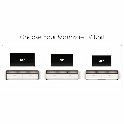 Image of BLUEWUD Mannsae Engineered Wood Floor TV Cabinet /Entertainment Unit /Set Top Box Stand /TV Table Panel with Shelves for Books & Decor Display Unit Living Room Upto 65 Inches - DIY (Brown Maple & White)