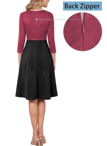 Image of VFSHOW Womens Front Zipper Work Business Casual Office Church A Line Dress