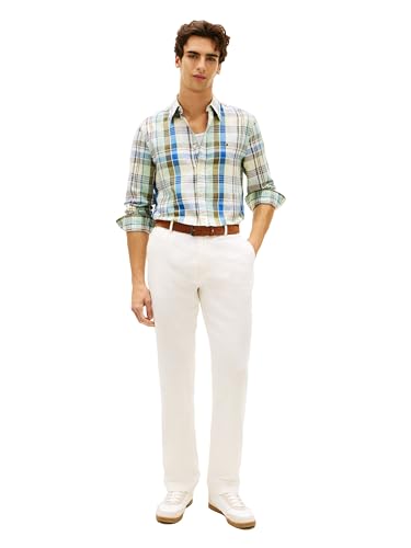 Image of Tommy Hilfiger Men's Long Sleeve Casual Linen Button Down Shirts in Regular Fit