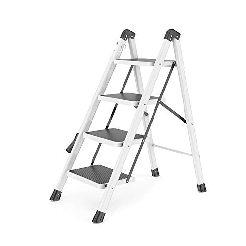 Taburete plegable blanco con 4 escalones antideslizantes para cocina 2
