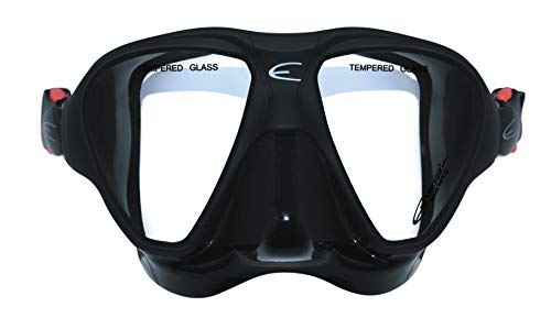 Epsealon – Tauchmaske Deepsub – ideal für die Jagd unter Wasser – tiefes Sichtfeld – hypoallergenes Silikon + Umreifung aus Polycarbonat – Schnallen schnell verstellbar – Schwarz – 300 g