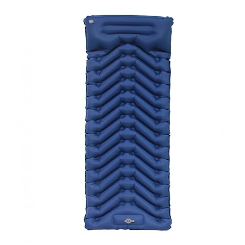 Single Inflatable Sleeping Pad with Built-in Pillow – Lightweight, Waterproof TPU Camping Mat for Tents, Compact & Portable Design – 79x27x3.5 Inches (200x69x9 cm) (Dark Blue)