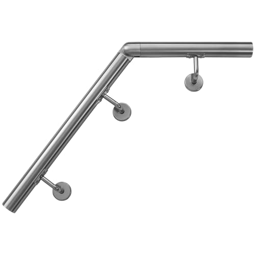 Pasamanos de acero inoxidable con ángulo de 50 cm, conector articulado, conector de tubos, barandilla para escaleras, barandilla para escaleras, 4,2 cm, pasamanos de pared, escalera V2Aox