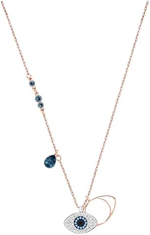 SWAROVSKI Women's Symbolic Evil Eye Pendant tri-color-gold Necklace, Blue, Mixed Metal Finish
