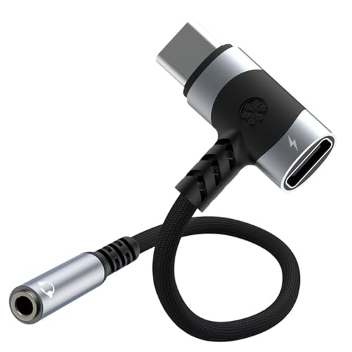 URCELYT 2-In-1 USB Type-C - 3.5mm�I�[�f�B�I�A�_�v�^�[ 100W PD�}���[�d�Ή� AUX�}�C�N�W���b�N���� �X�}�[�g�t�H���E�^�u���b�g�p