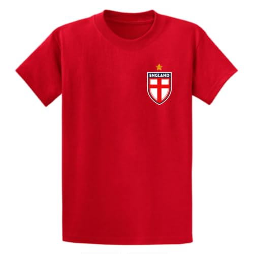 Second Ave Mens Unisex England Flag Badge Euros World Cup Football Red T Shirt Top Kit