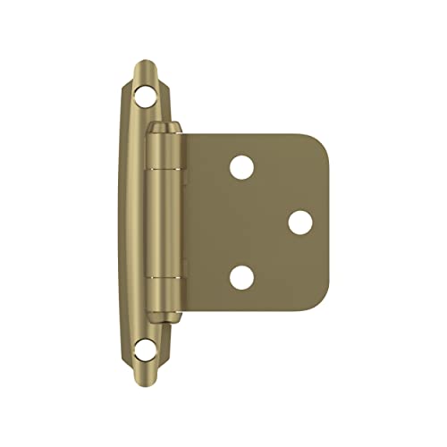 Image of Amerock 1 Pair Variable Overlay Golden Champagne Self-Closing Cabinet Hinge | Steel Face Mount Self-Closing Cabinet Hinges for Face Frame Cabinets; Ideal for Kitchen, Bathroom and Furniture Doors