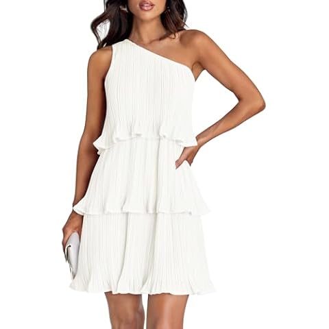 ZESICA One Shoulder Mini Dress Cover