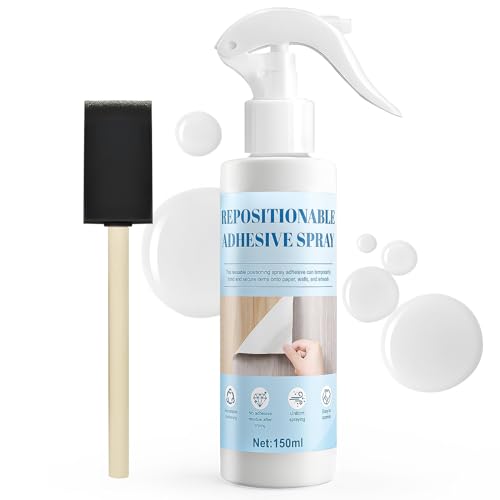 WANJAO Repositionable Adhesive Spray 150ml Temporary Adhesive Spray Easy to Stick Applies Evenly Leaves No Residue After Drying for DIY Creations for Handicrafts Wood Paper Glass Photographs Tiles