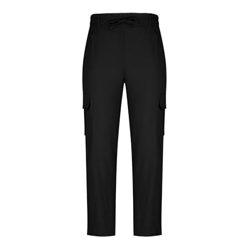 Cotton Linen Pants for Men Drawstring Waist Lightweight Beach Pants Casual Loose Straight Leg Trousers with Pocket3