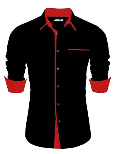 Image of Men's Regular Cotton Casual Slim Fit Shirt with Classic Collar, Long Sleeve, Solid Pattern, Breathable Fabric, and Unique Design for a Timelessly Modern