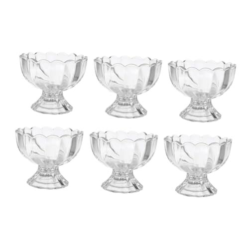 OSOLADY 6pcs Footed Tulip Style Ice Cream Cups Transparent Snack Bowls for Fruits Yogurt Trifle for Elegant Banquets