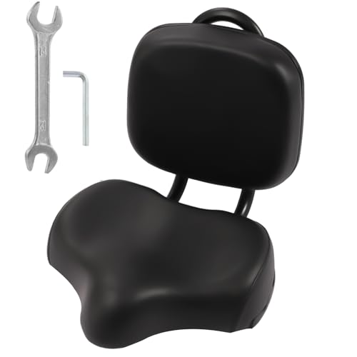 Bike Seat with Adjustable Backrest, Comfortable PU Saddle for Electric