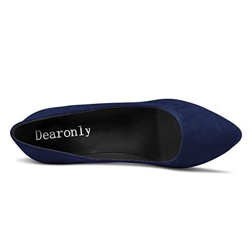 DearOnly Womens Platform Pumps Round Closed Toe Slip On Stiletto High Heel Suede Dress Shoes Bridal Wedding Office 5 Inch4