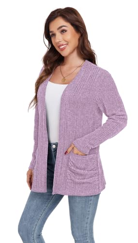 Image of GRECERELLE Womens Long Sleeve Lightweight Open Front V-Neck Casual Cardigan Sweaters Outerwear with Pockets 2025, S-2XL