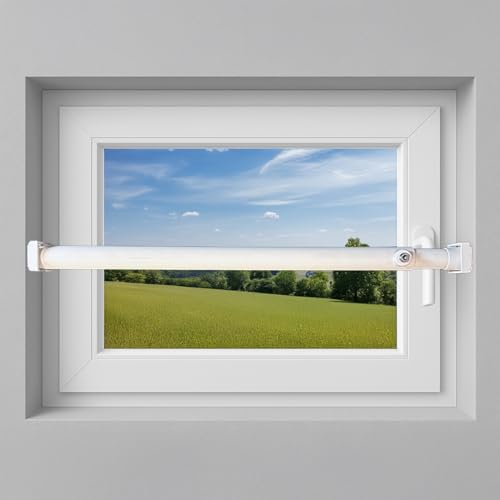 Fenstersicherung 1-fach – Einbruchschutz Teleskopstange mit Druckschloss | Edelstahl oder Weiß | Länge 600–3200 mm | Sicherungsstange für Fenster & Türen (Weiß, 600-1000mm)