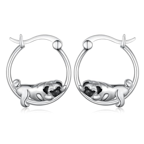 S925 Sterling Silver Dog Hoop Earrings Cute Dog Jewelry Gifts for Women