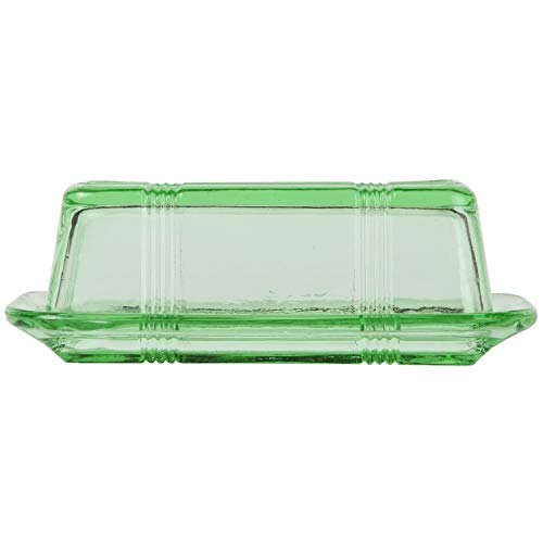 Trenton Gifts Green Depression-Style Glass Butter Dish, Retro Kitchen Decor, Wedding Gift