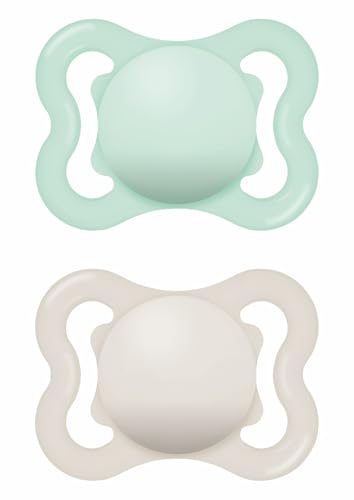 MAM Chupete con Escudo Ventilado, 2-6 Meses, con Tetina Simétrica, Plana, Extra Delgada y Flexible de Silicona de Fácil Aceptación, con Caja Autoesterilizadora, MAM Supreme, Neutro Mate, Pack de 2uds