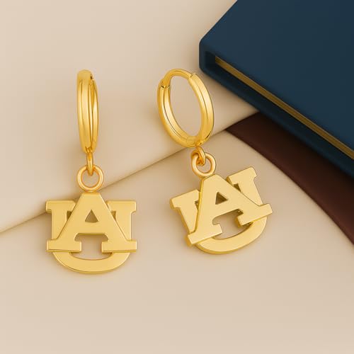 Stone Armory Earrings for Auburn University Jewelry Gifts for Women, Graduation – Stainless Steel Skin-Friendly Auburn Tigers Earrings 18K Gold Finish AU Hoops2