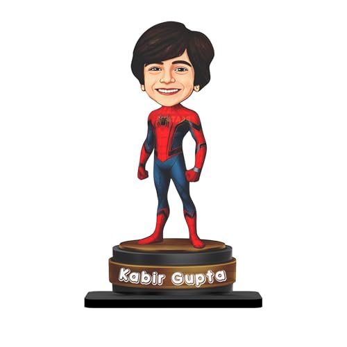Image of Plastic Personalized Gift for Kids,Friends Character Caricature Novelty Photo Frame Unique Design Customized Gift for Children,Tabletop Return Gift Idea (SPIDERMAN,7 INCHES),Multicolor