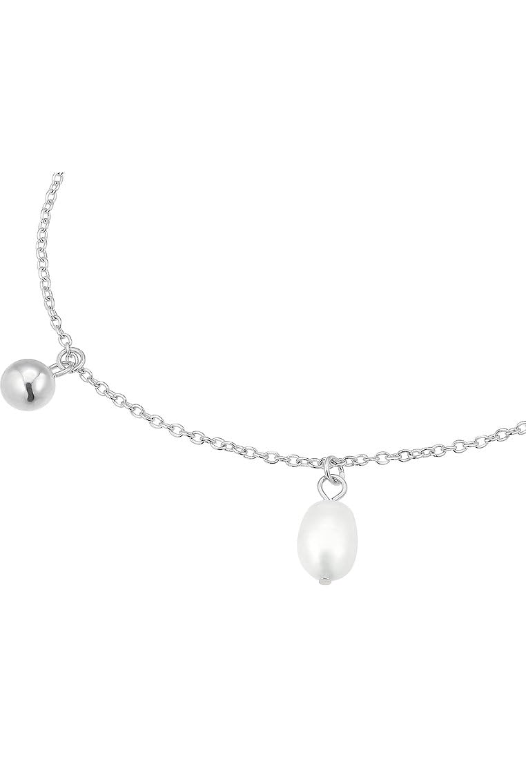 s.Oliver Armband 925 Sterling Silber Damen Armschmuck, mit Süßwasserzuchtperle, 17+3 cm, Weiß, Kommt in Schmuck Geschenk Box, 2037816