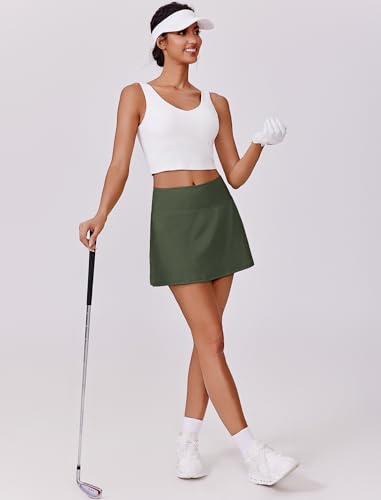Image of PINSPARK Womens Tennis Skirt High Waisted Golf Skort with 2 Pockets Stretchy Athletic Skirts for Workout Pickleball Running