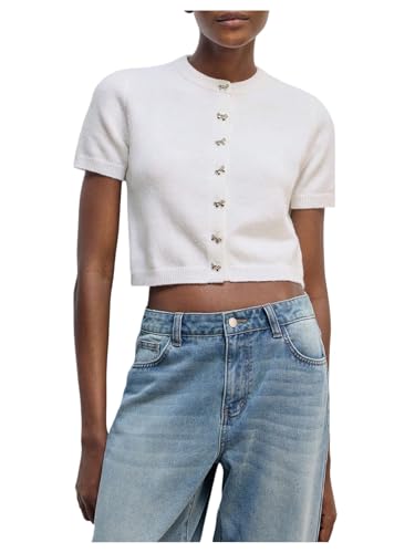 Verdusa Women's Button Up Lightweight Cardigans Sweaters Summer Crop Knit Tops