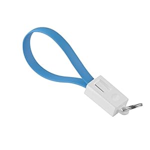 Mumbi 26107 USB A-kabel naar USB C oplaadkabel datakabel platte kabel sleutelhanger blauw